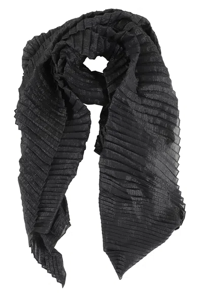 Emporio Armani Pleated Wraparound Scarf In Black