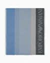 Emporio Armani Official Store Stole With Multicoloured Vertical Bands In Beige