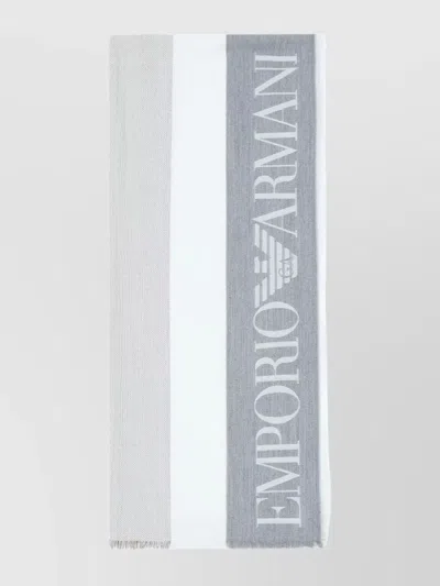 EMPORIO ARMANI STOLE WITH STRIPES AND FRINGED EDGES