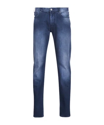 Emporio Armani Stonewashed Straight-leg Jeans In Blue