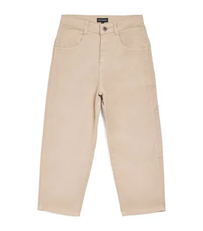 Emporio Armani Kids' Straight-leg Corduroy Trousers In Neutrals