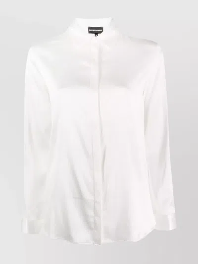 Emporio Armani Straight Collared Silk Shirt In White