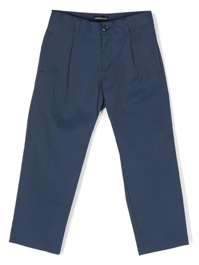 Emporio Armani Kids' Straight-leg Chino Trousers In Blue