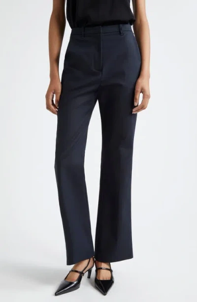 Emporio Armani Straight Leg Cotton Blend Pants In Solid Black