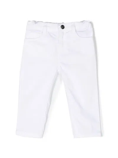 Emporio Armani Babies' Straight-leg Cotton Trousers In White