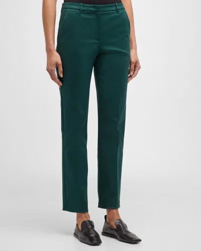 Emporio Armani Straight-leg Couture Cotton Trousers In Green