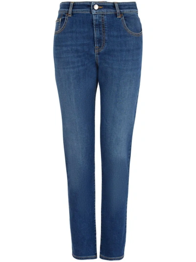 Emporio Armani Straight Leg Jeans In Medium Denim Blue