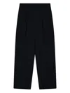Emporio Armani High Waist Pleated Wide Leg Trousers In Black