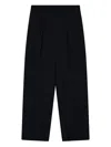 Emporio Armani High Waist Pleated Wide Leg Trousers In Black