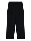 Emporio Armani High Waist Pleated Wide Leg Trousers In Black