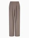Emporio Armani Technical-cady Trousers With Elasticated Waistband In Brown