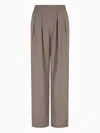 Emporio Armani Technical-cady Trousers With Elasticated Waistband In Brown