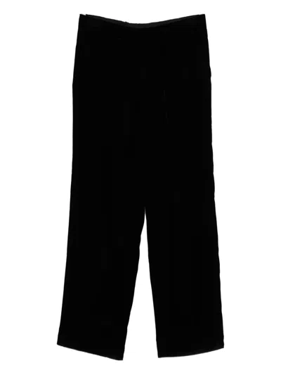 Emporio Armani Wide Leg Trousers With Side And Back Pockets In Black