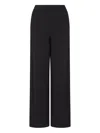 Emporio Armani High-rise Wide-leg Cotton-blend Trousers In Black