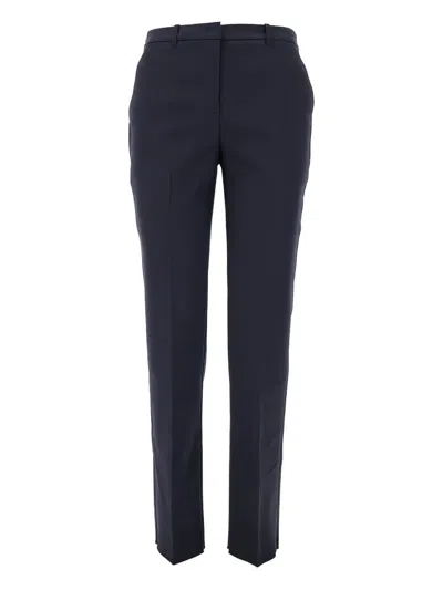 Emporio Armani Cotton-blend Cigarette Pants In Blue