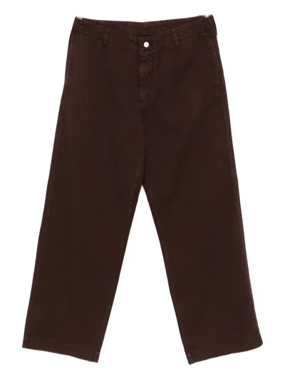 Emporio Armani Wide Leg Trousers With Side And Back Pockets In Brown