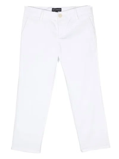 Emporio Armani Kids' Straight-leg Trousers In White