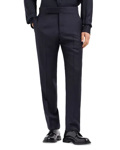 Emporio Armani Straight Leg Tuxedo Trousers In Solid Black