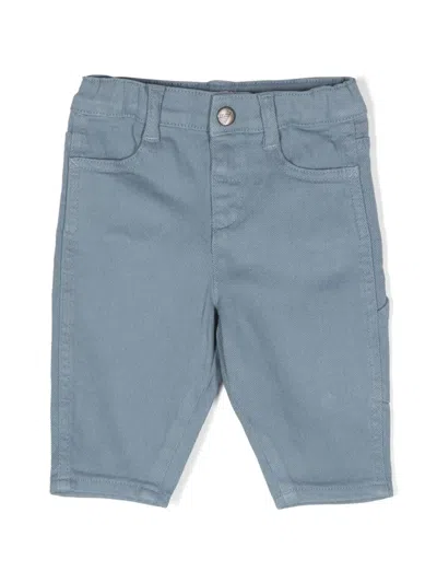 Emporio Armani Babies' Straight-leg Twill Trousers In Blue