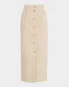 Emporio Armani Straight Stretch Cotton Midi Skirt In Beige
