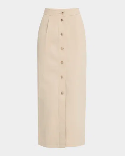 Emporio Armani Straight Stretch Cotton Midi Skirt In Beige