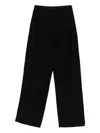 Emporio Armani High-rise Wide-leg Cotton-blend Trousers In Black