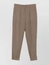 Emporio Armani Straight Trousers With Pleated Design And Pockets In Neutral