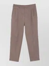 Emporio Armani Straight Trousers With Pleated Front And Pockets In Gray