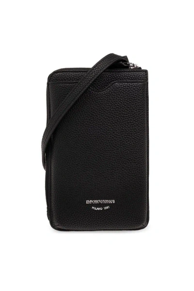 Emporio Armani Strapped Phone Holder In Black
