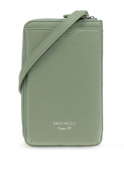 Emporio Armani Strapped Phone Holder In Green