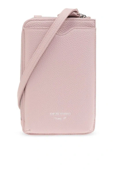 Emporio Armani Strapped Phone Holder In Pink