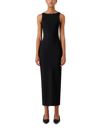 Emporio Armani Strappy Sleeveless Sheath Dress In Solid Black
