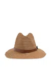 Emporio Armani Straw Fedora Hat Leather Band In Neutrals
