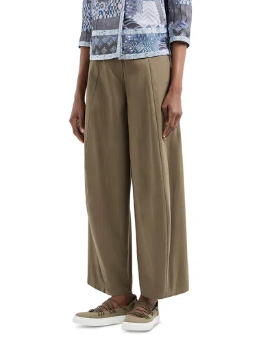 Emporio Armani Stretch Brushed Cotton Barrel Leg Trousers In Khaki