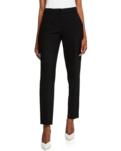 Emporio Armani Stretch Cady Full-length Trousers In Black