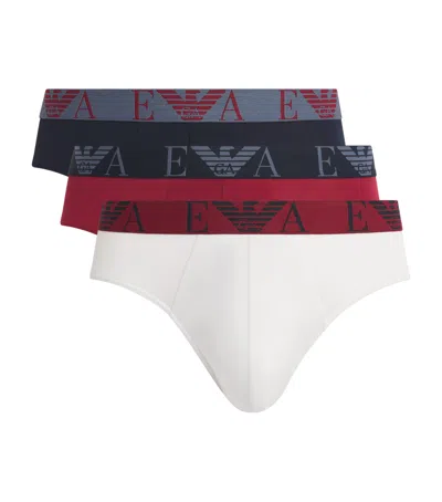 Emporio Armani Stretch-cotton Bold Monogram Logo Briefs In Multi