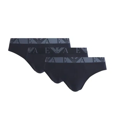 Emporio Armani Stretch-cotton Bold Monogram Logo Briefs In Black