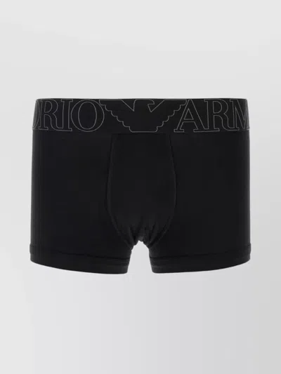 Emporio Armani Stretch Cotton Boxer Elastic Waistband In Animal Print