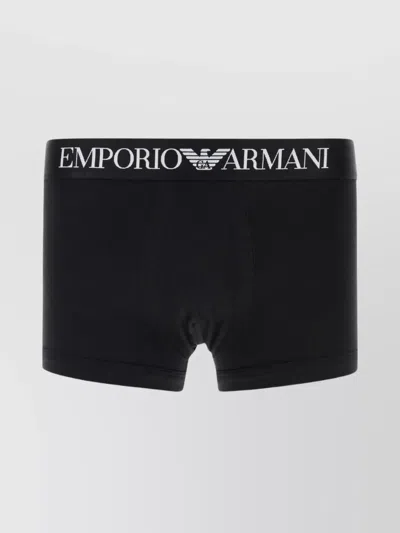 Emporio Armani Stretch Cotton Boxer Elastic Waistband In Black