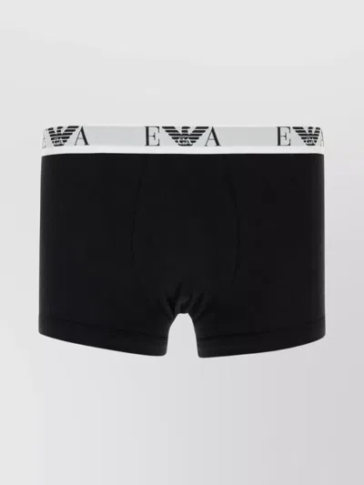 Emporio Armani Stretch Cotton Boxer Shorts Set In Black
