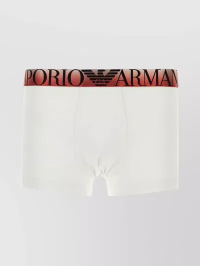 Emporio Armani Stretch Cotton Boxer Waistband Contrast In Brown