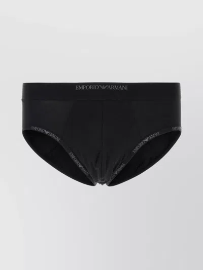 Emporio Armani Stretch Cotton Brief Collection In Black