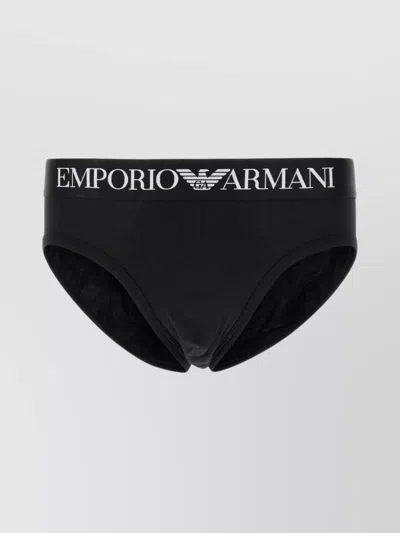 Emporio Armani Stretch Cotton Brief Elastic Waistband In Black