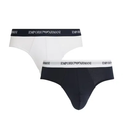 Emporio Armani Stretch-cotton Briefs In White