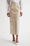 Emporio Armani Womens Pleat-front Button-down Cotton Maxi Skirt Rope In Beige