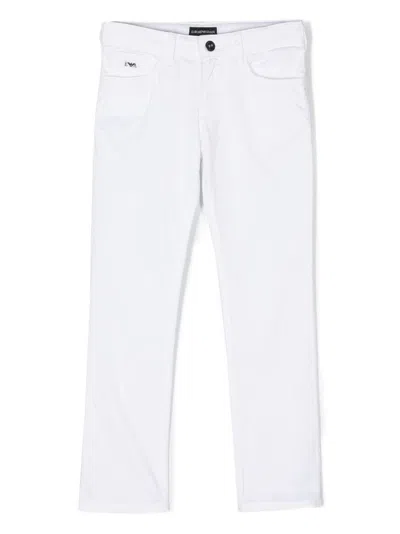 Emporio Armani Kids' Stretch-cotton Chino Trousers In White