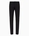 Emporio Armani Lustrous Comfort Cotton Chinos With Turned-up Cuffs In Black