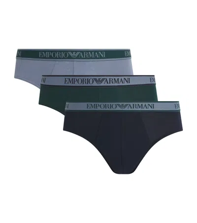 Emporio Armani Stretch-cotton Core Logo Briefs In Multi