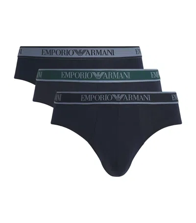 Emporio Armani Stretch-cotton Core Logo Briefs In Multi
