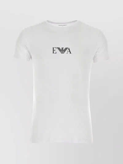 Emporio Armani Stretch Cotton Crew Neck T-shirt In White